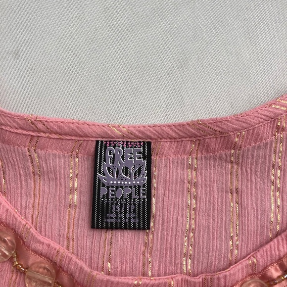 Free People pink embellished lace and lurex crop top - Picture 5 of 8